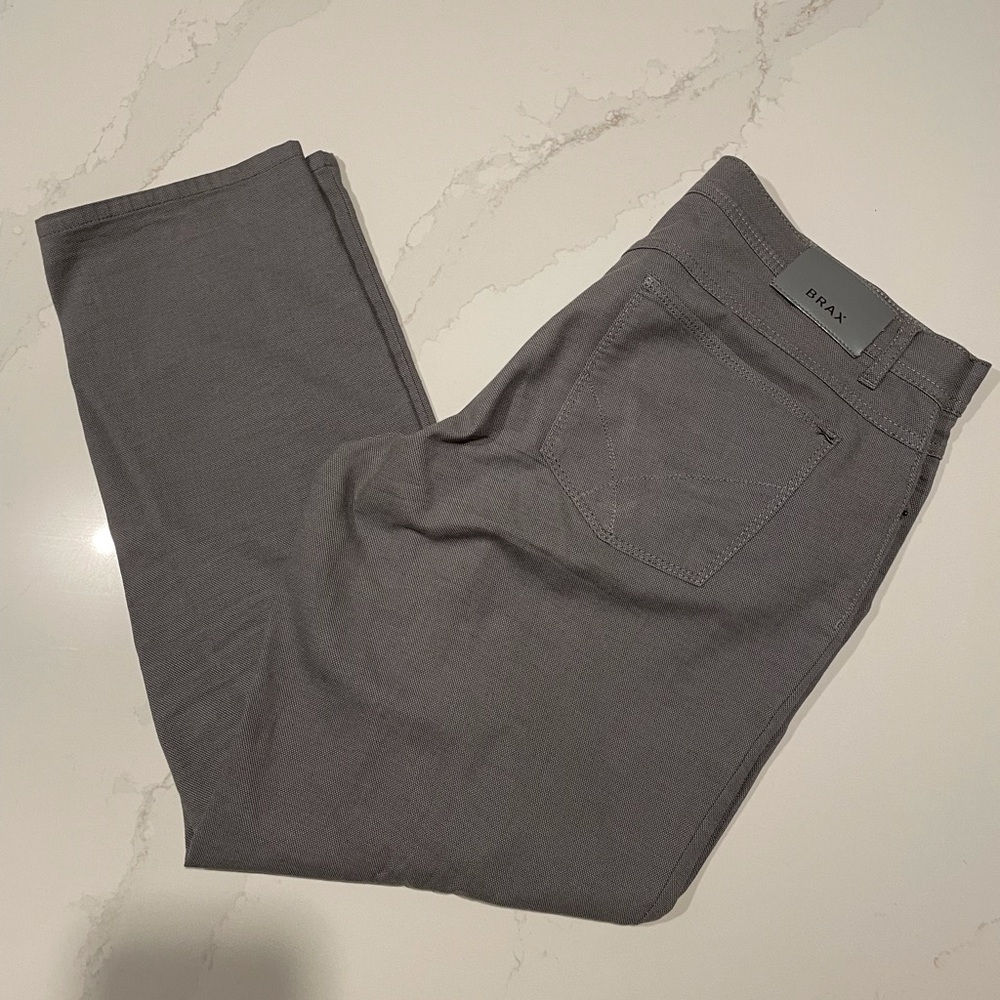 Brax Feel Good Grey Textured Pants for Men